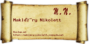 Makláry Nikolett névjegykártya